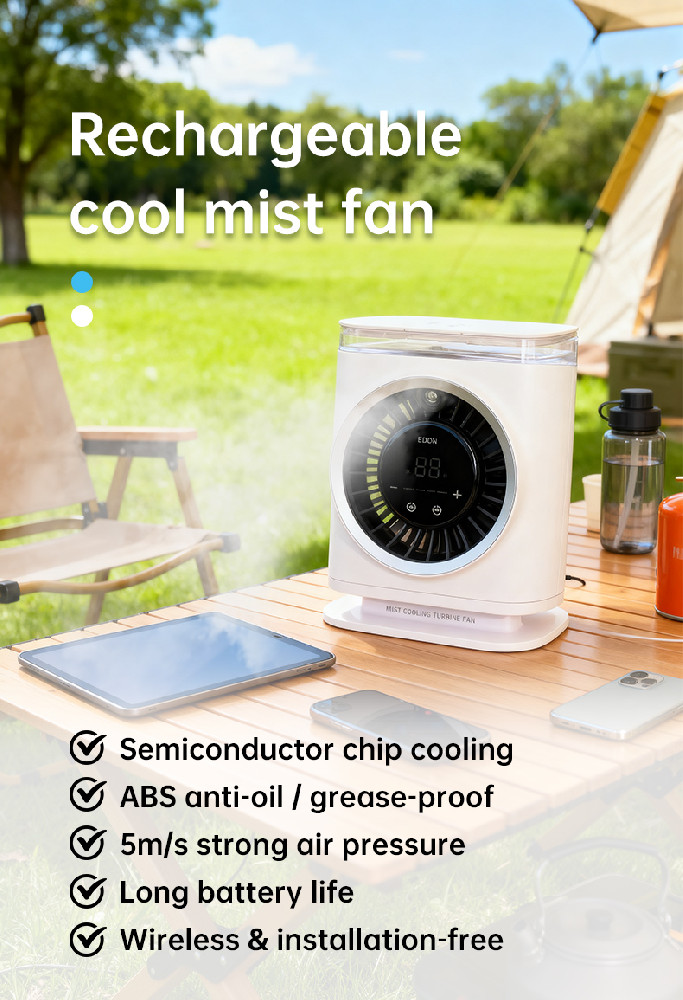 Japan Korea Home Camping Semiconductor Cooling Table Fan Portable Misting Fan Rechargeable Air Cooler Fan
