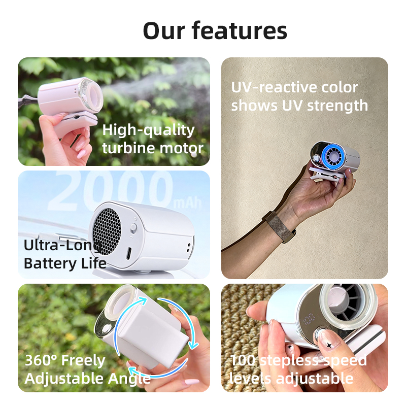 EDON 100-Speed USB-rechargeable Portable Hanging Neck/Waist Clip Wearable Fan for Household Use